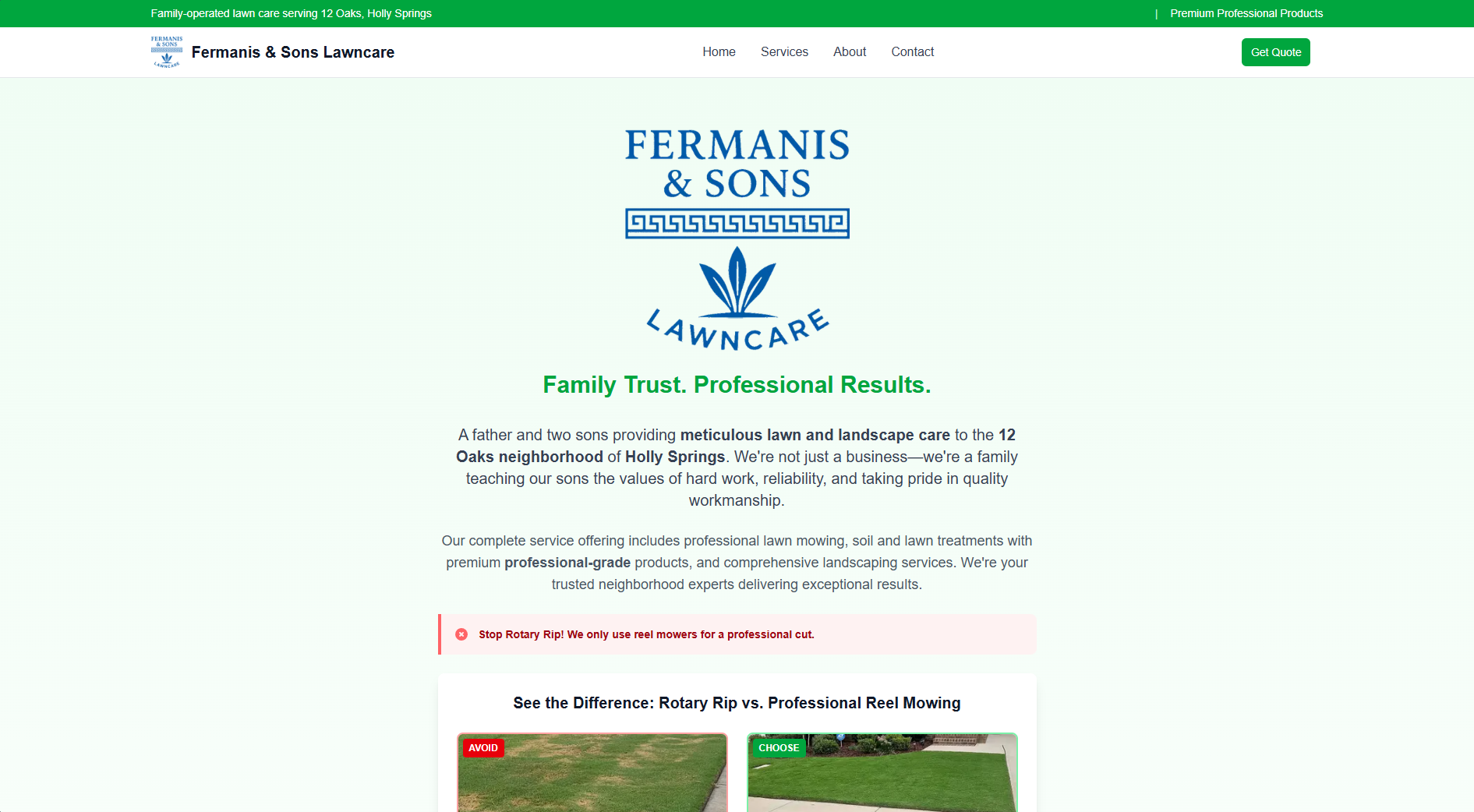 Fermanis & Sons Lawn Care Website Screenshot